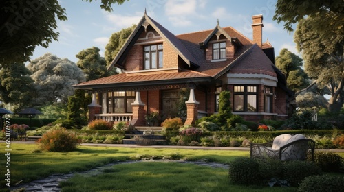 Victorian style brick family house, exterior of home © thesweetsheep