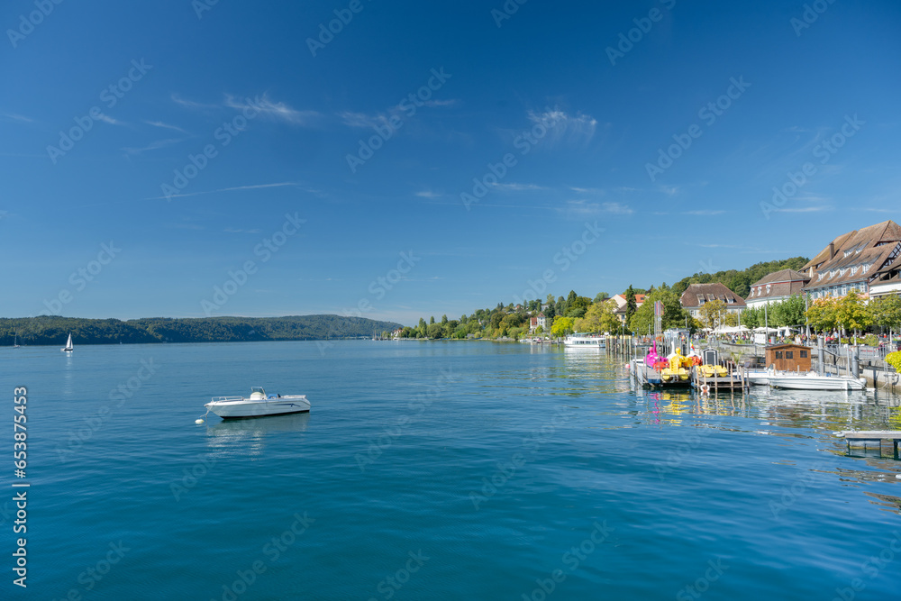 Ueberlingen on Lake Constance, lakeside promenade. Baden-Wuerttemberg, Germany, Europe