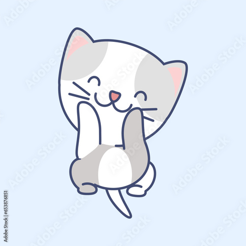 Cute white and gray kawaii cat