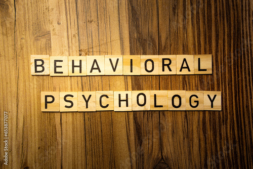 Behavioral Psychology concept word in wooden letters on dark wood background