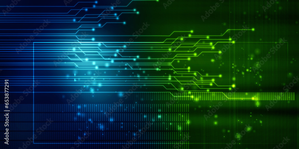 2d illustration Abstract futuristic electronic circuit technology background