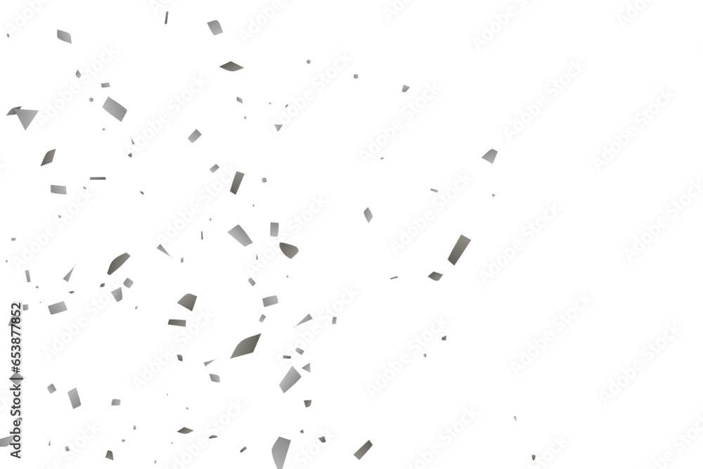 Fototapeta premium Silver glitter confetti on a white background. Decorative element.