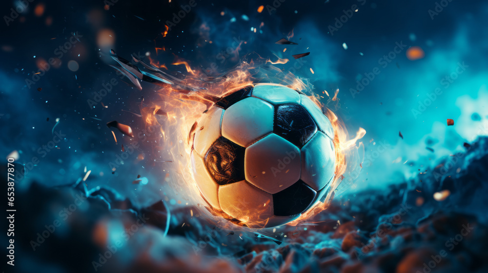 Naklejka premium Soccer ball on fire.