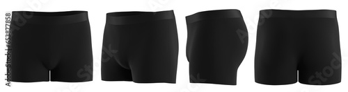 Quadro su tela isolated black MEN underwear boxer briefs front side back