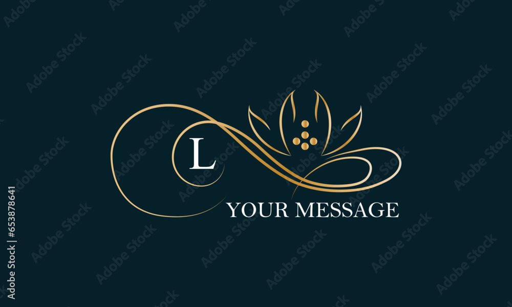 Exquisite monogram design template for one or two letters such as L. Business sign, identity monogram for restaurant, boutique, hotel, heraldry, jewelry.