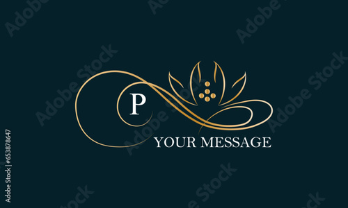 Exquisite monogram design template for one or two letters such as P. Business sign, identity monogram for restaurant, boutique, hotel, heraldry, jewelry.