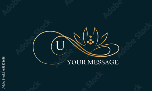 Exquisite monogram design template for one or two letters such as U. Business sign, identity monogram for restaurant, boutique, hotel, heraldry, jewelry. photo