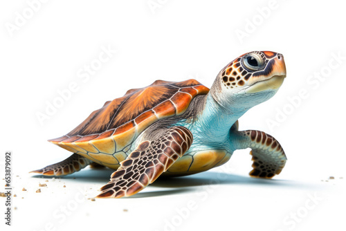 Little sea turtle on a white background
