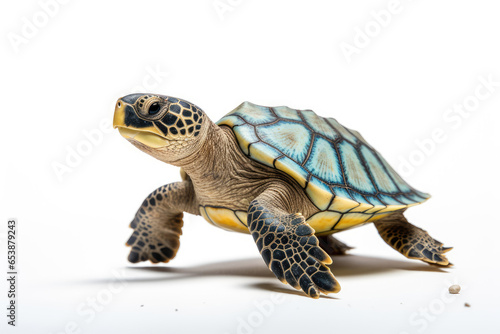 Little sea turtle on a white background