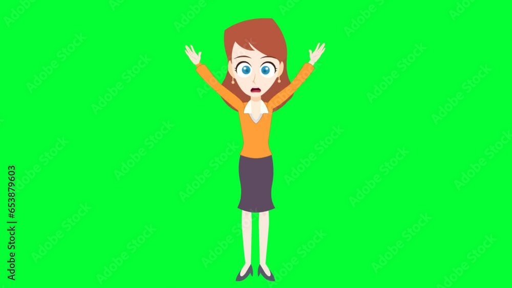 Cartoon girl waving with both hands, hello, hi, gesture background and 2d animation, Cartoon character, women waving, happy lady Cartoon girl waving with both hands, hello, hi, gesture background and 2d animation, Cartoon character, women waving, happy lady