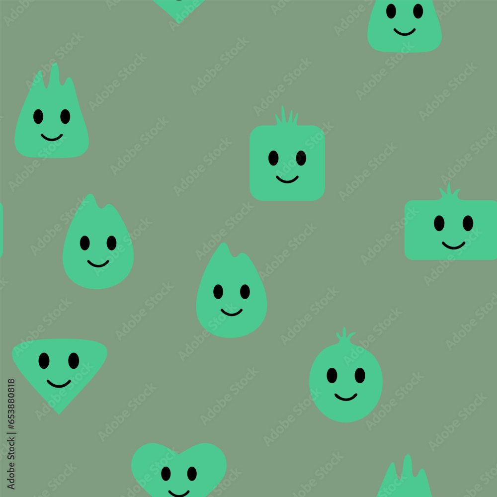 Fototapeta premium Colorful seamless happy emoji pattern in vintage style