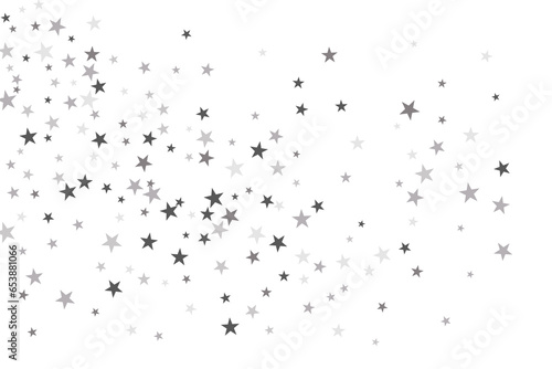 Star confetti. Silver casual confetti background. Bright design pattern.