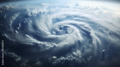 Aerial View of Swirling Hurricane Storm Clouds