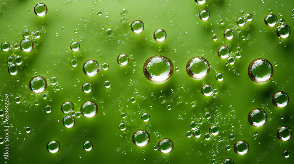 drops of water on a green background