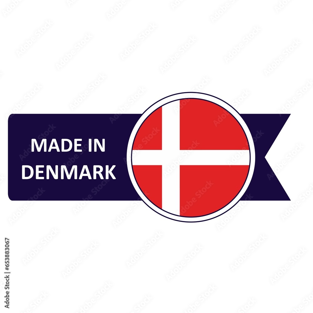 Obraz premium Made In Denmark. Flag, banner icon, design, sticker
