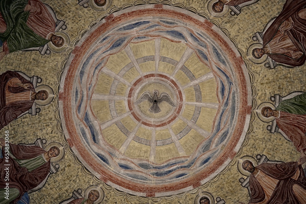 Obraz premium Denmark, Jutland, Interior, round fresco on a dome inside a church