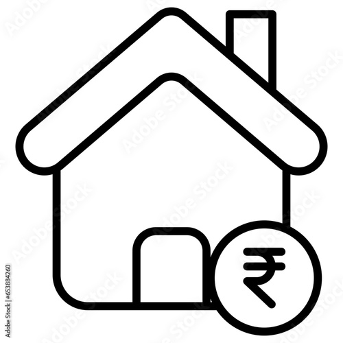 Outline House rent rupee icon
