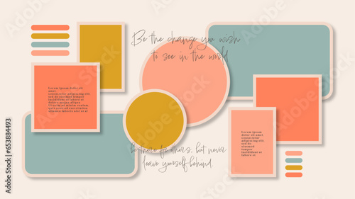 Vector photo collage template moodboard pictures grids vector illustration	