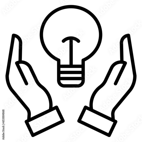 Outline Hand Light bulb icon