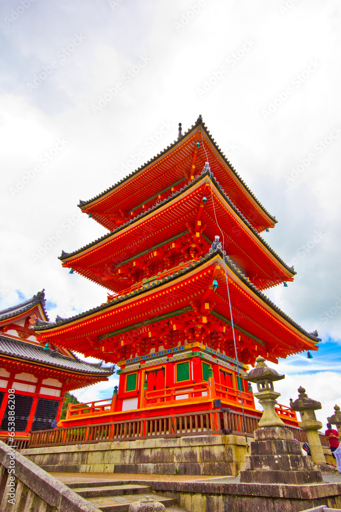 Pagoda temple on the hills of Kyoto in Japan
