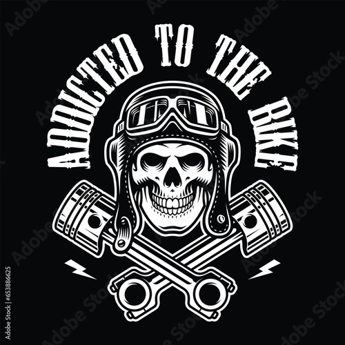 Vintage biker skull vector illustration