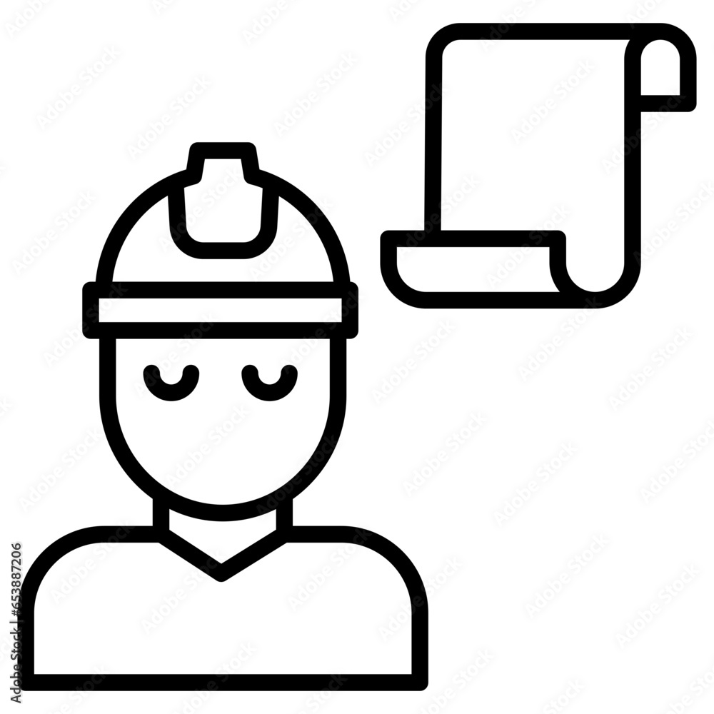 Outline Construction Engineering Plan icon Outline Construction Engineering Plan icon