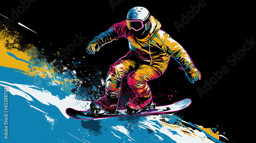 snowboard prancha  personagem de clipart colorido. Design de desenho animado para impress  o de camiseta    cone  logotipo  etiqueta  patch ou adesivo. ilustra    o vetorial