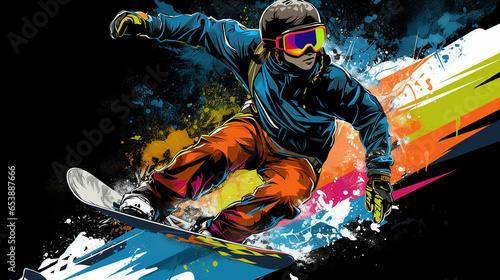 prancha de snowboard pop arte estilo 