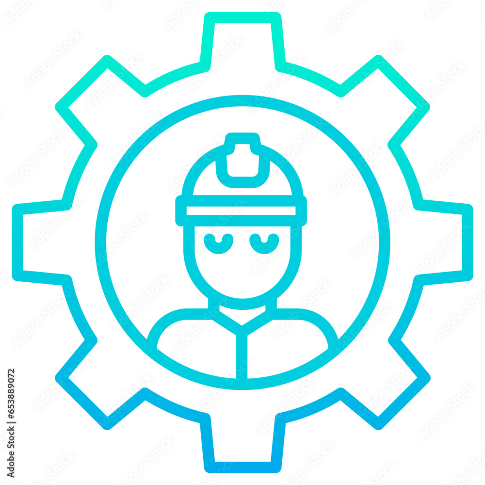 Outline gradient construction workar icon Outline gradient construction workar icon