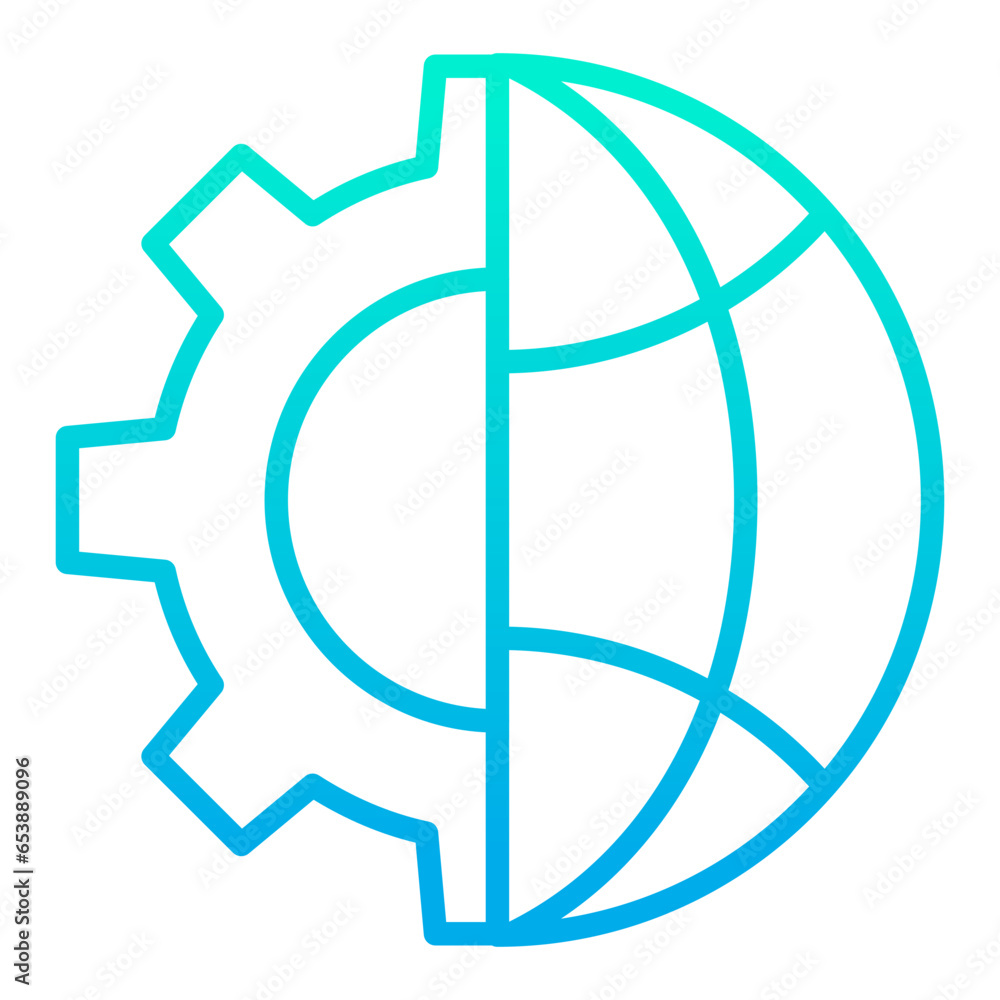 Outline gradient Globe Gear icon