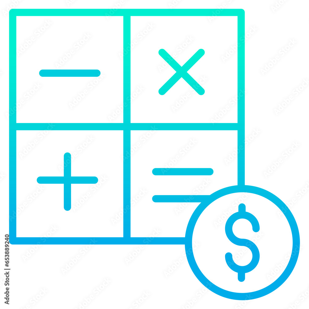 Outline gradient Dollar Maths icon Outline gradient Dollar Maths icon