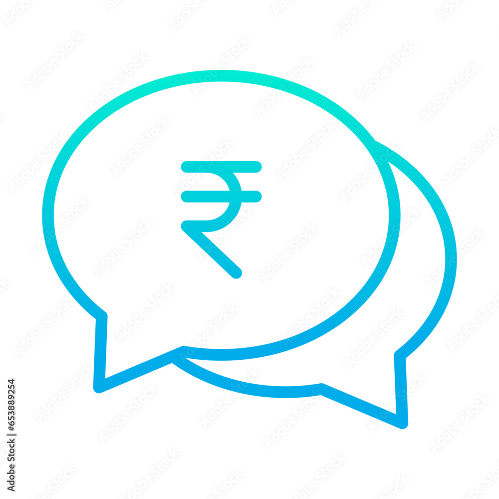 Outline gradient Rupees Chat Bubble icon Outline gradient Rupees Chat Bubble icon
