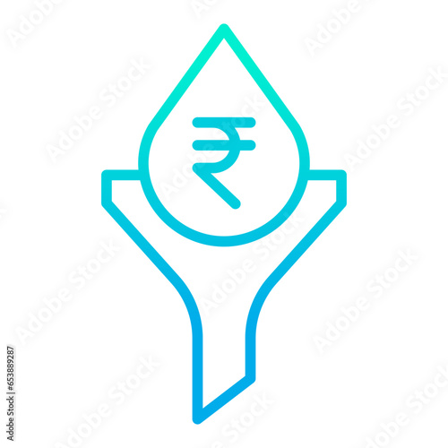 Outline gradient Rupees Funnel icon