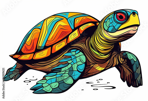 tartaruga  personagem de clipart colorido. Design de desenho animado para impressão de camiseta, ícone, logotipo, etiqueta, patch ou adesivo. ilustração vetorial photo
