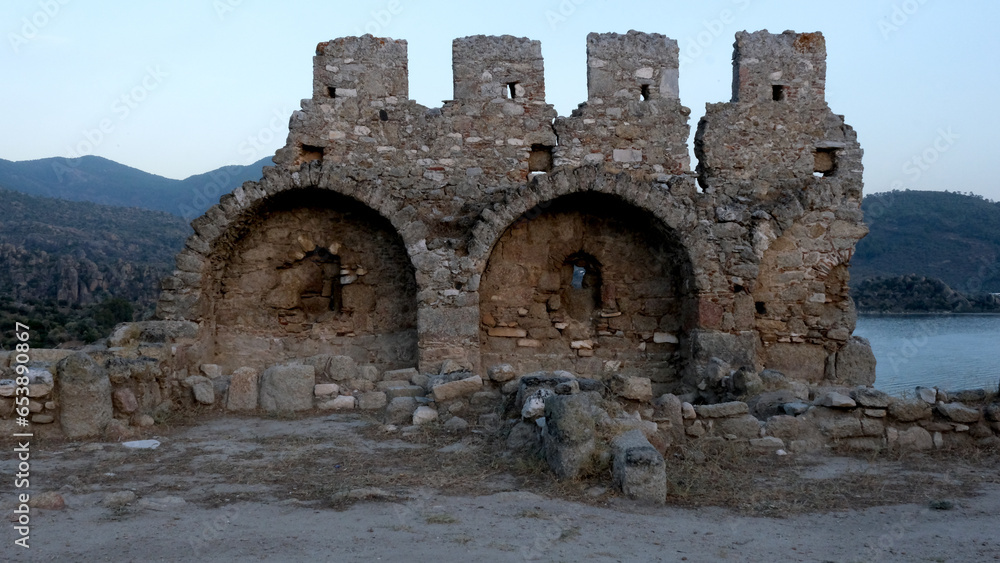 Ruins of the Ancient City of Herakleia, also known as the Ancient City of Latmos, on the shores of Lake Bafa