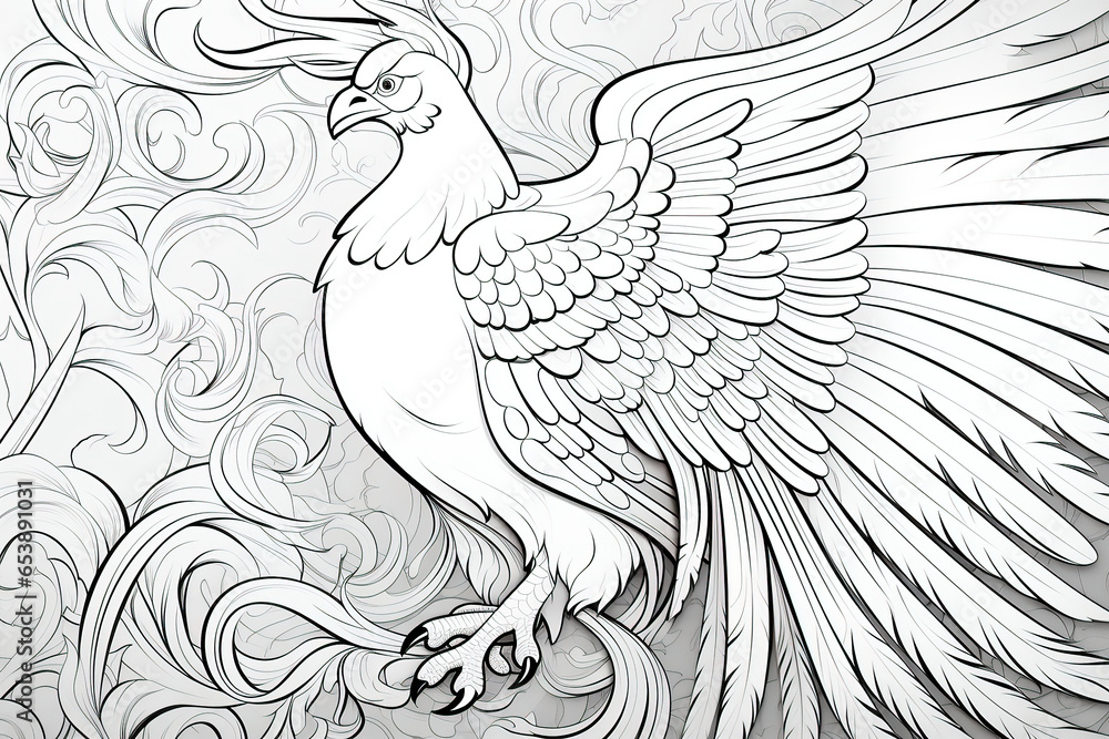 Fototapeta premium Fantasy Phoenix Illustration for Young Artists