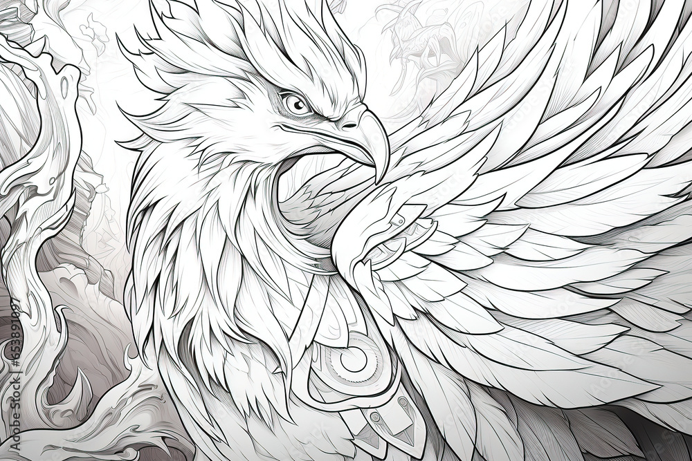 Fototapeta premium Fantasy Phoenix Illustration for Young Artists