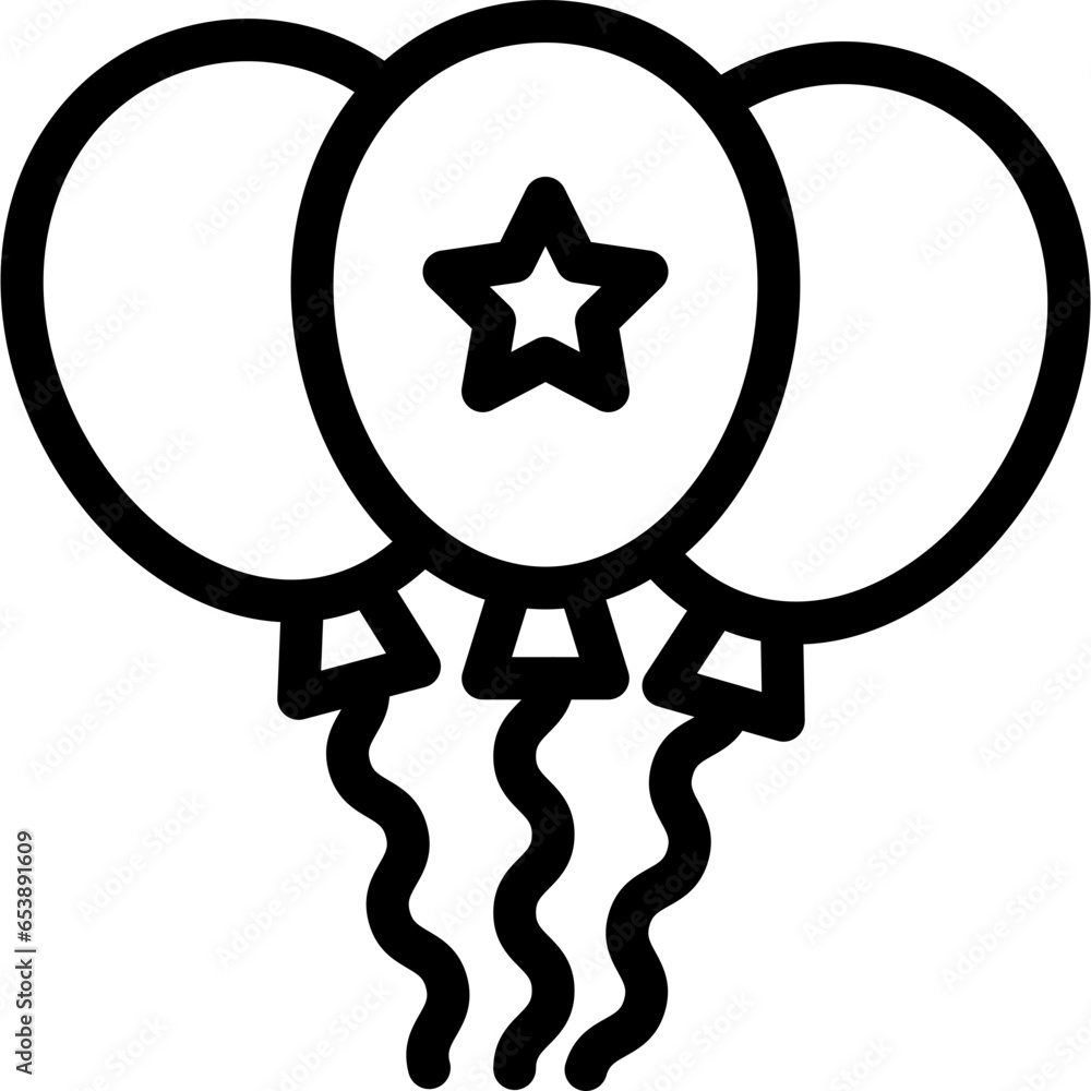Balloons simple black line icon Balloons simple black line icon
