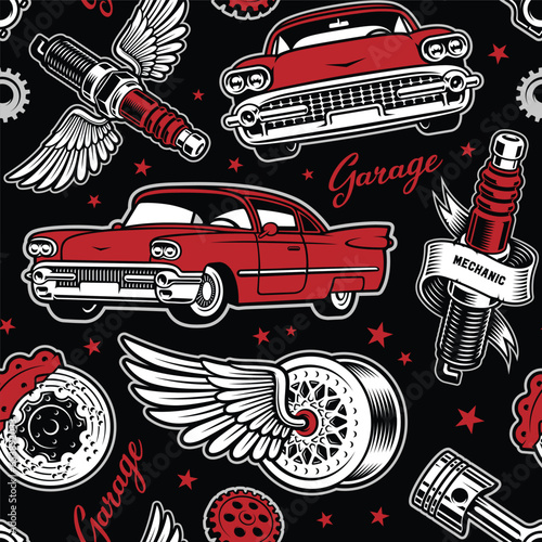 vintage car seamless pattern