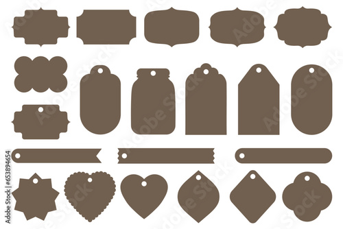 Blank Stickers and Label Frames Set Isolated on Monochrome Background