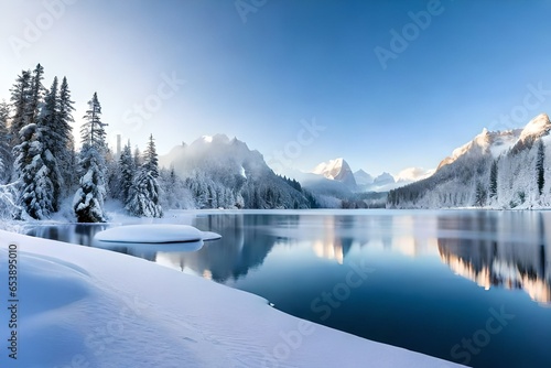 landscape with lake and mountains