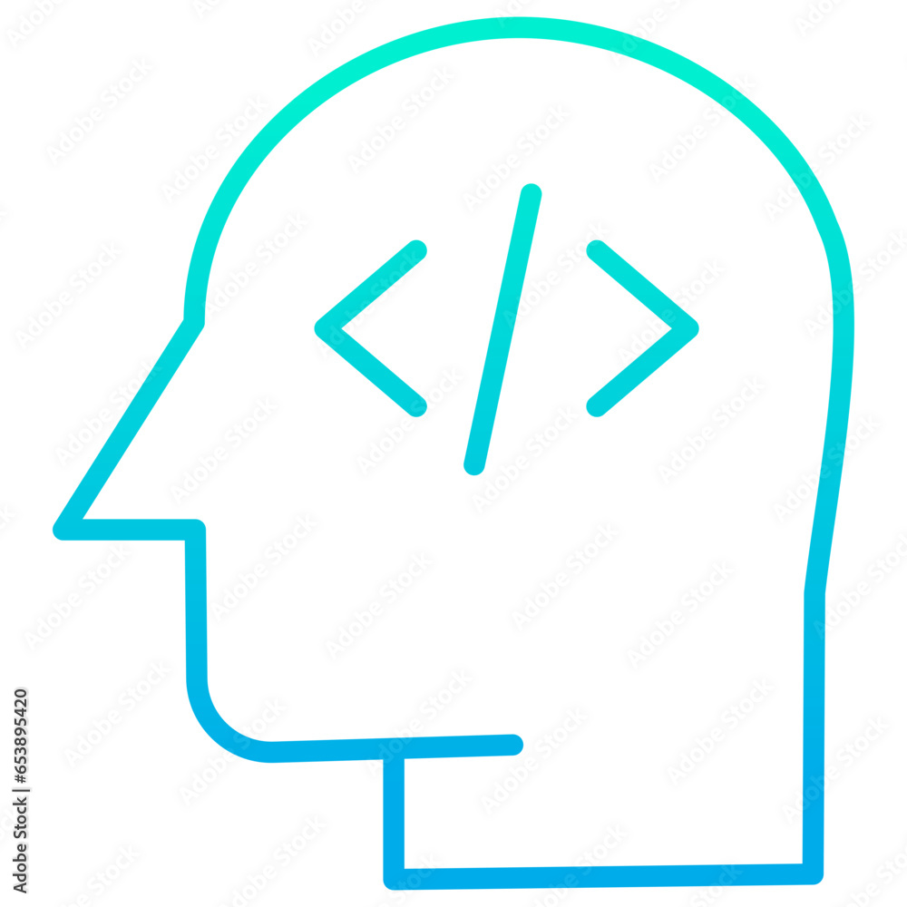 Outline gradient Human mind Code icon Outline gradient Human mind Code icon
