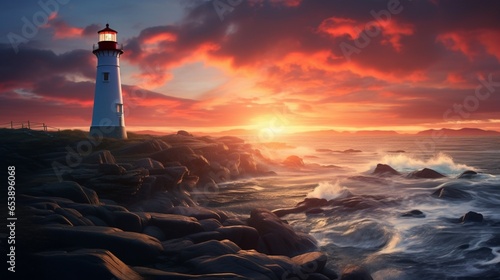 a coastal lighthouse at dawn, symbolizing safety and guidance in the face of maritime challenges