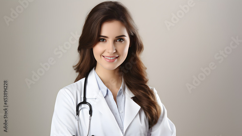 Portrait of a girl doctor in a white coat