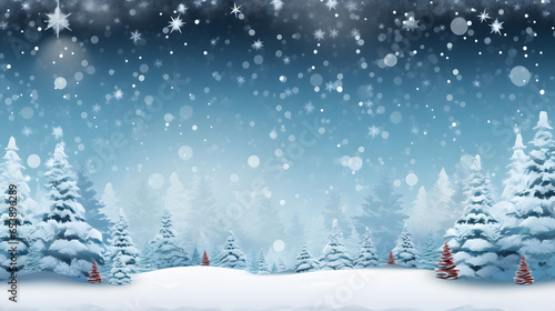 Background of winter and snowy trees © HappyKris