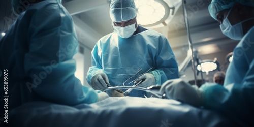 Surgeons Performing a Life-Saving Procedure in a Sterile Operating Room with Precision Instruments, Saving a Patient\'s Life Through Expertise and Teamwork in Healthcare