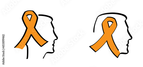Orange the world White ribbon awareness day charity for the elimination of violence against women and girls abuse month November stop. Migrants aggression. Be aware of multiple sclerosis