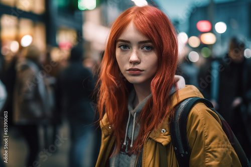 Wallpaper Mural Portrait of stylish young teenager girl at street of big west city Torontodigital.ca