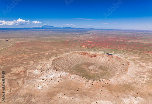 Amazing aerial view of the Meteor Crater Natural Landmark near Winslow, Arizona photo