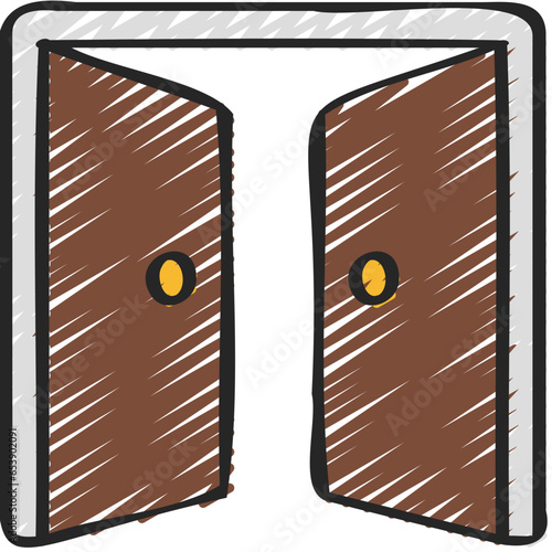 Open Inwards Doors Icon